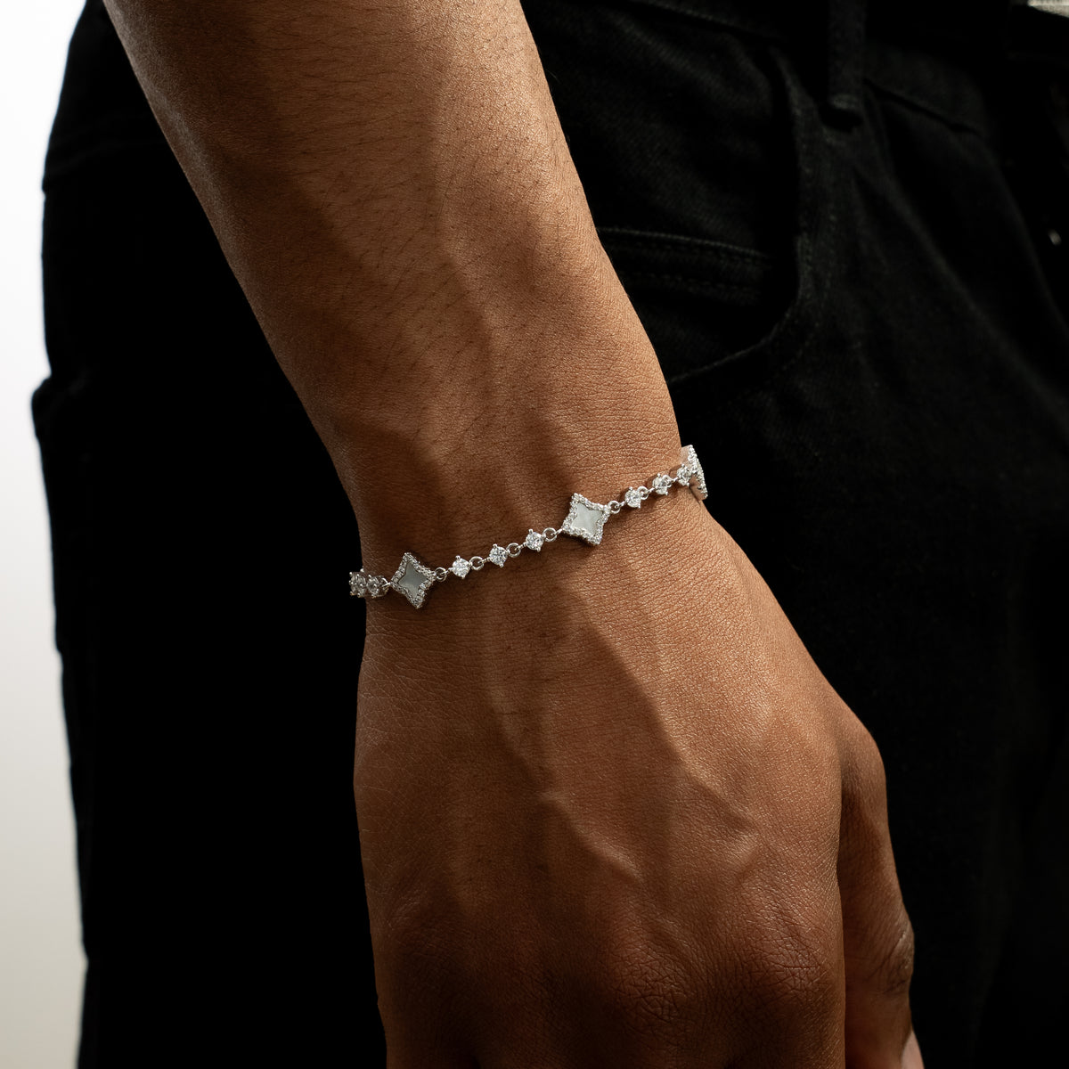Bracelet Flower Tennis - Argent 925 / Moissanite VVS & Nacre