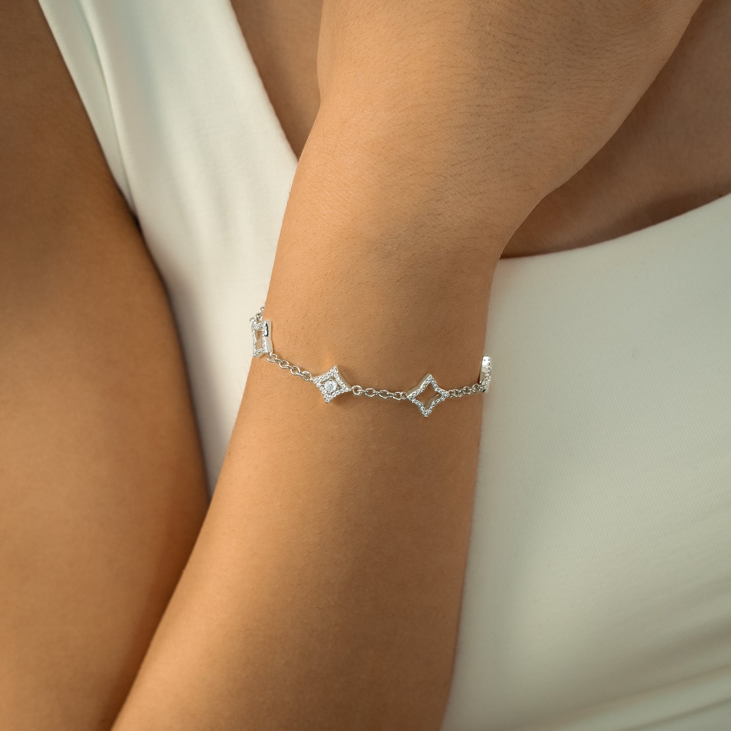 Mixed Star & Flower Bracelet Silver