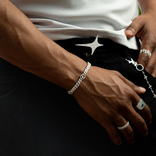 Signature Iced Cuban link Bracelet 5 mm Silver