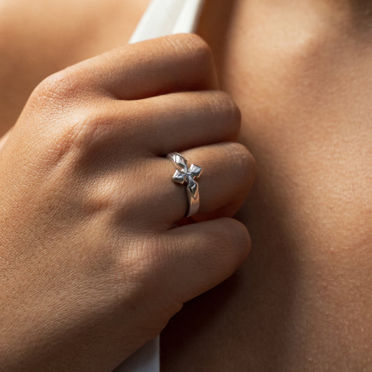 Triple crossed star ring - Silver
