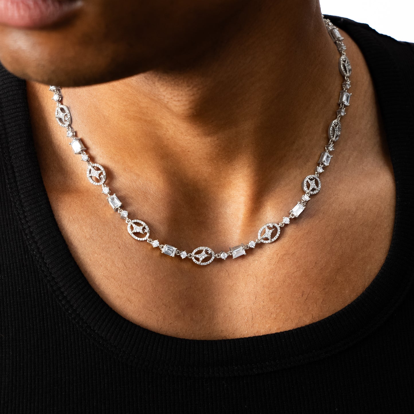 Silver Signature Iced Chain