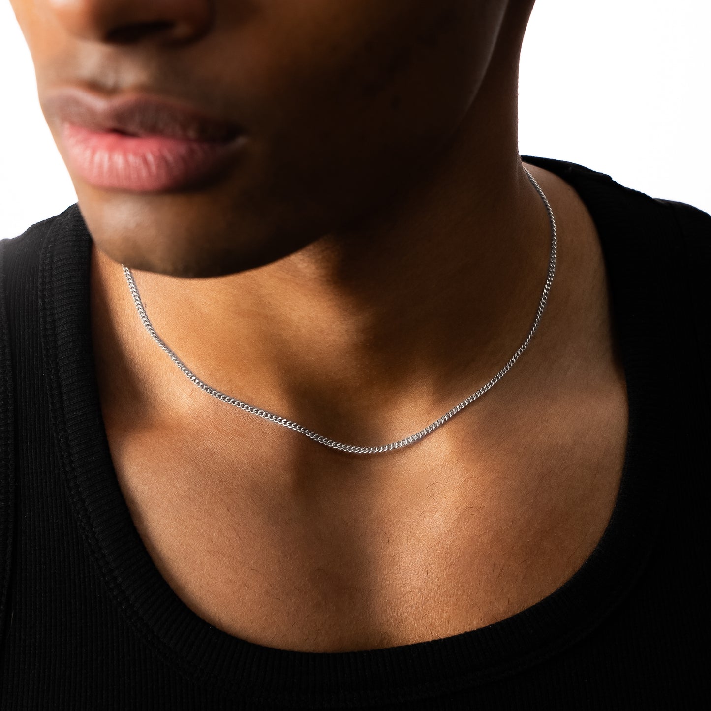 Cuban link chain 2 mm silver