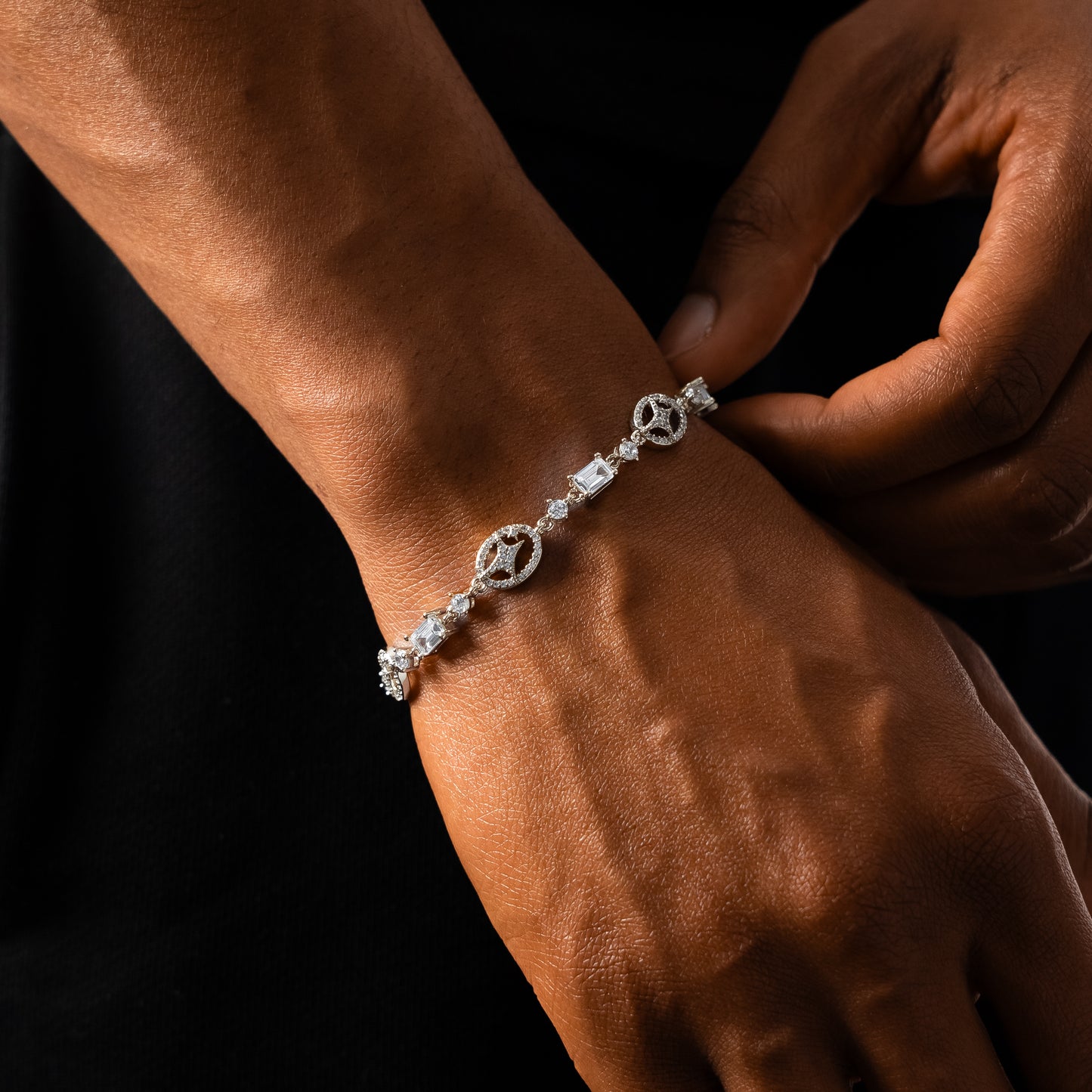 Silver signature Iced bracelet