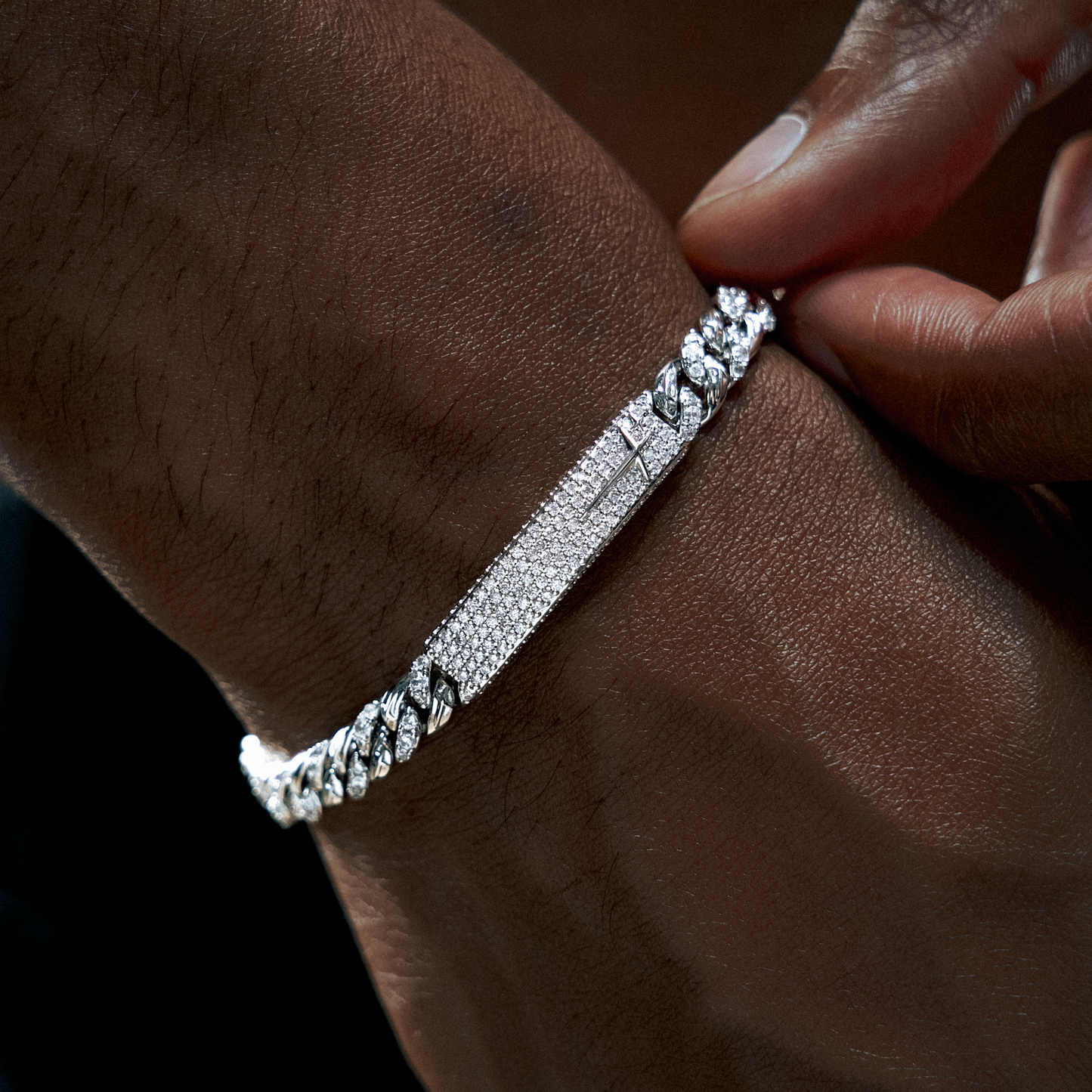 Iced Icon Cuban Link Plate Bracelet 6mm 1/2 Silver