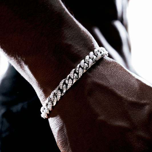 Iced Icon Cuban link Bracelet 8mm 1/2 - Silver