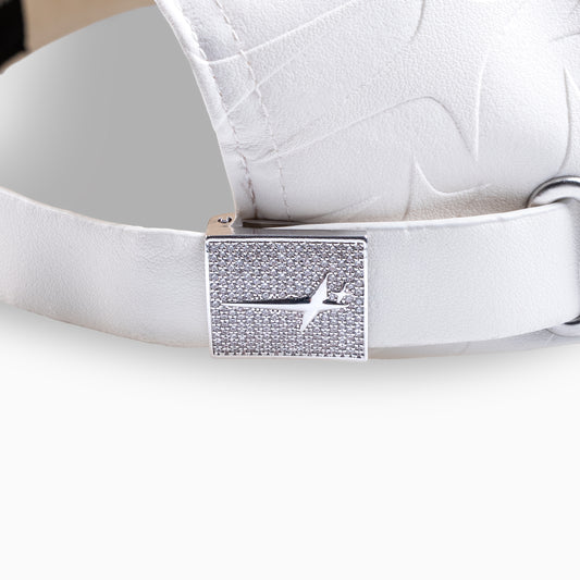 Leather Monogram cap - Blanc & Moissanite