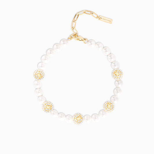 Gold Monogram Pearl Bracelet