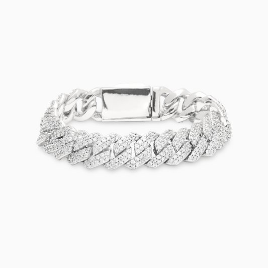 Prong link bracelet 12 mm silver