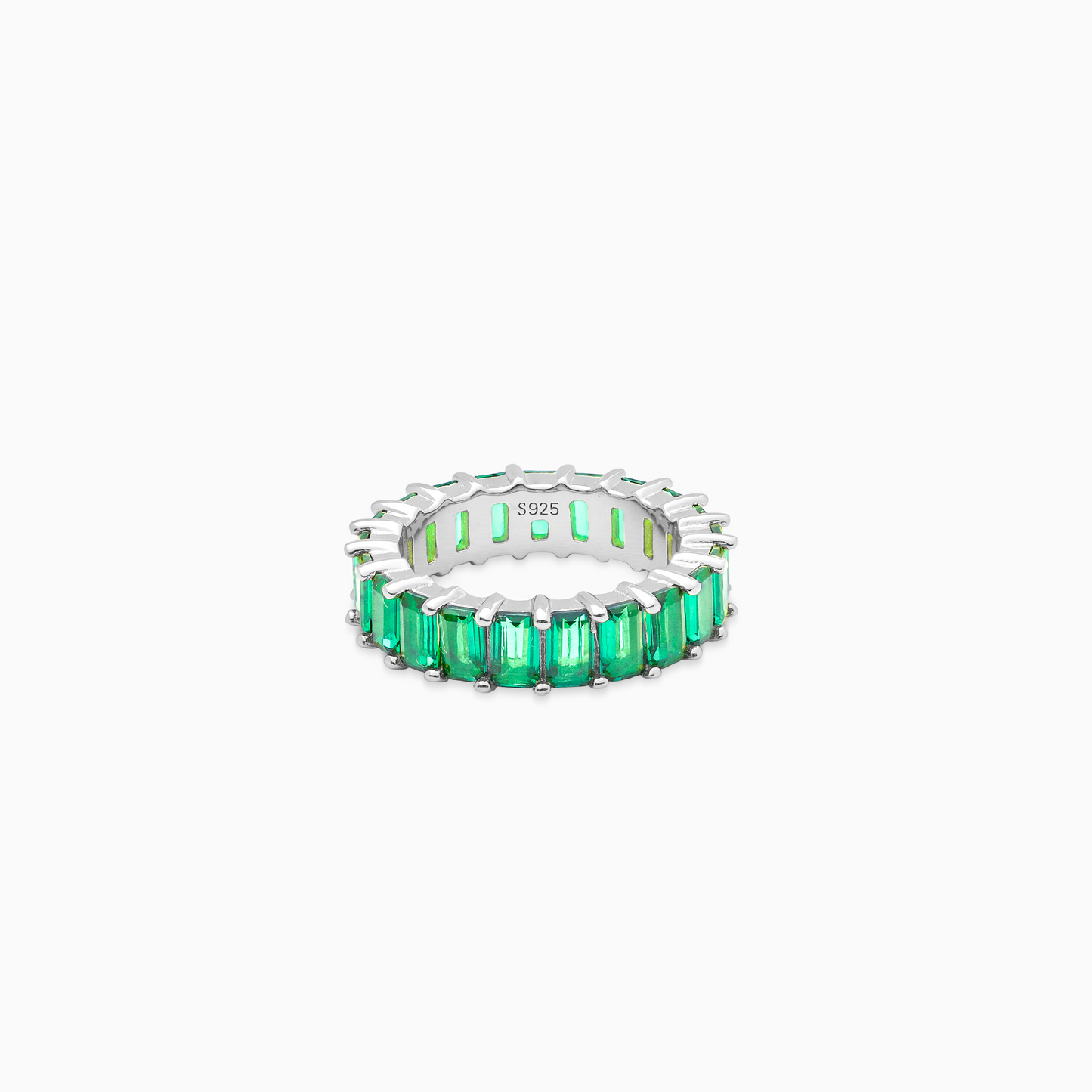 Baguette eternity ring argentée - Vert