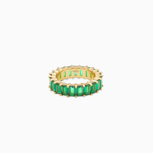 Baguette eternity ring gold - Green