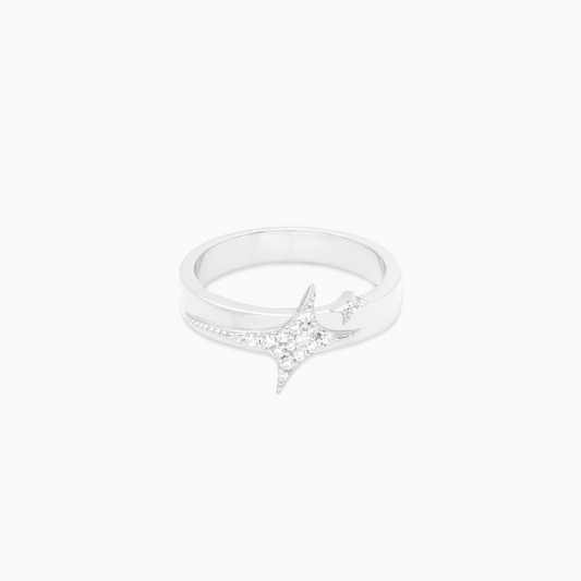 Iced signature silver ring