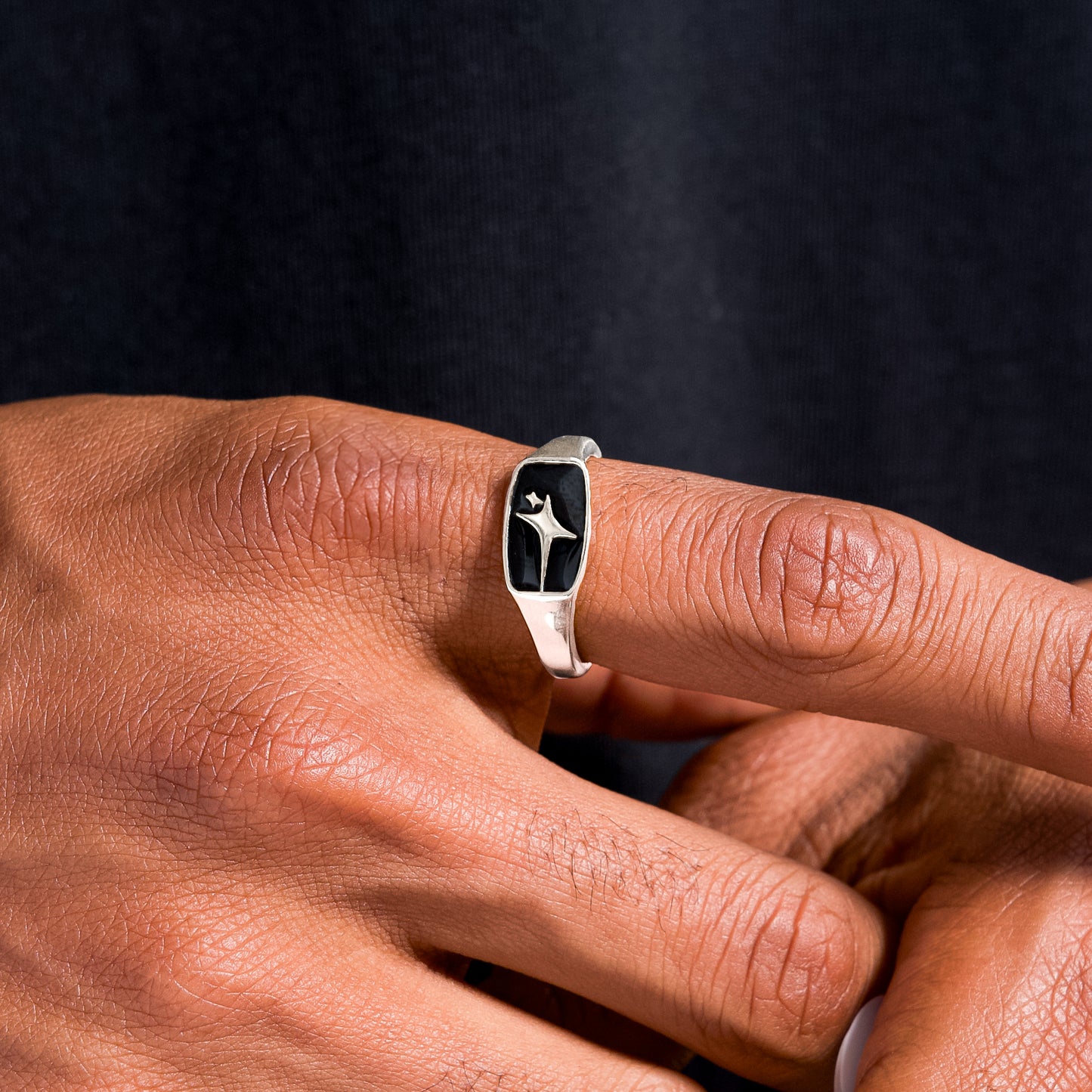 Signature Rectangle signet ring silver