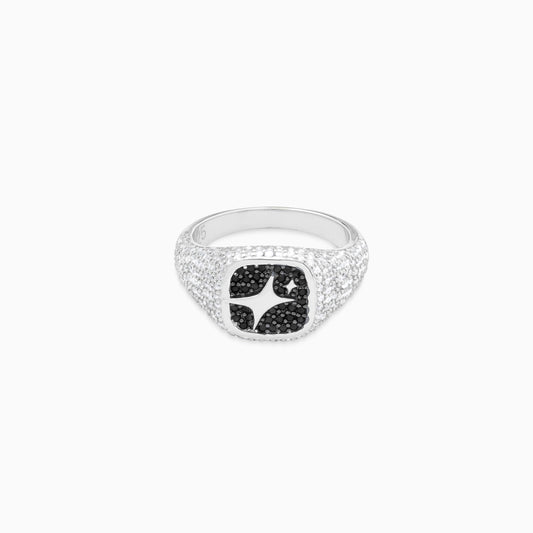 Iced Square signet ring argentée