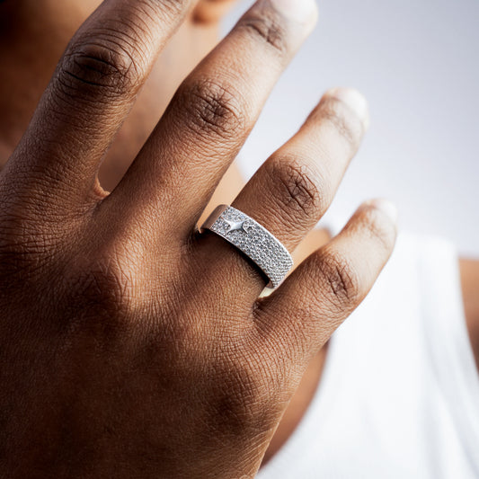 Iced band signature silver