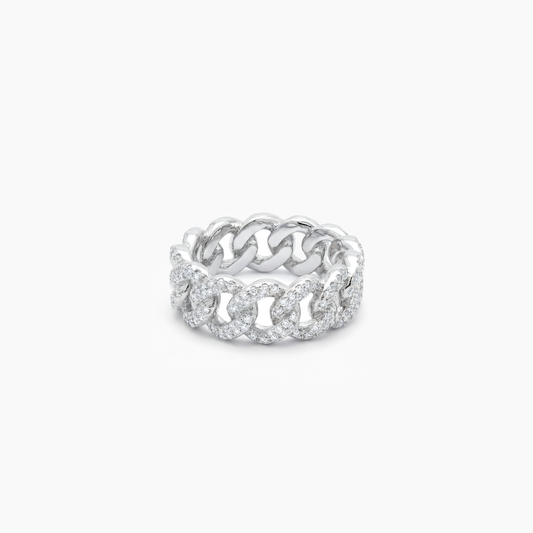 Iced Cuban link ring silver