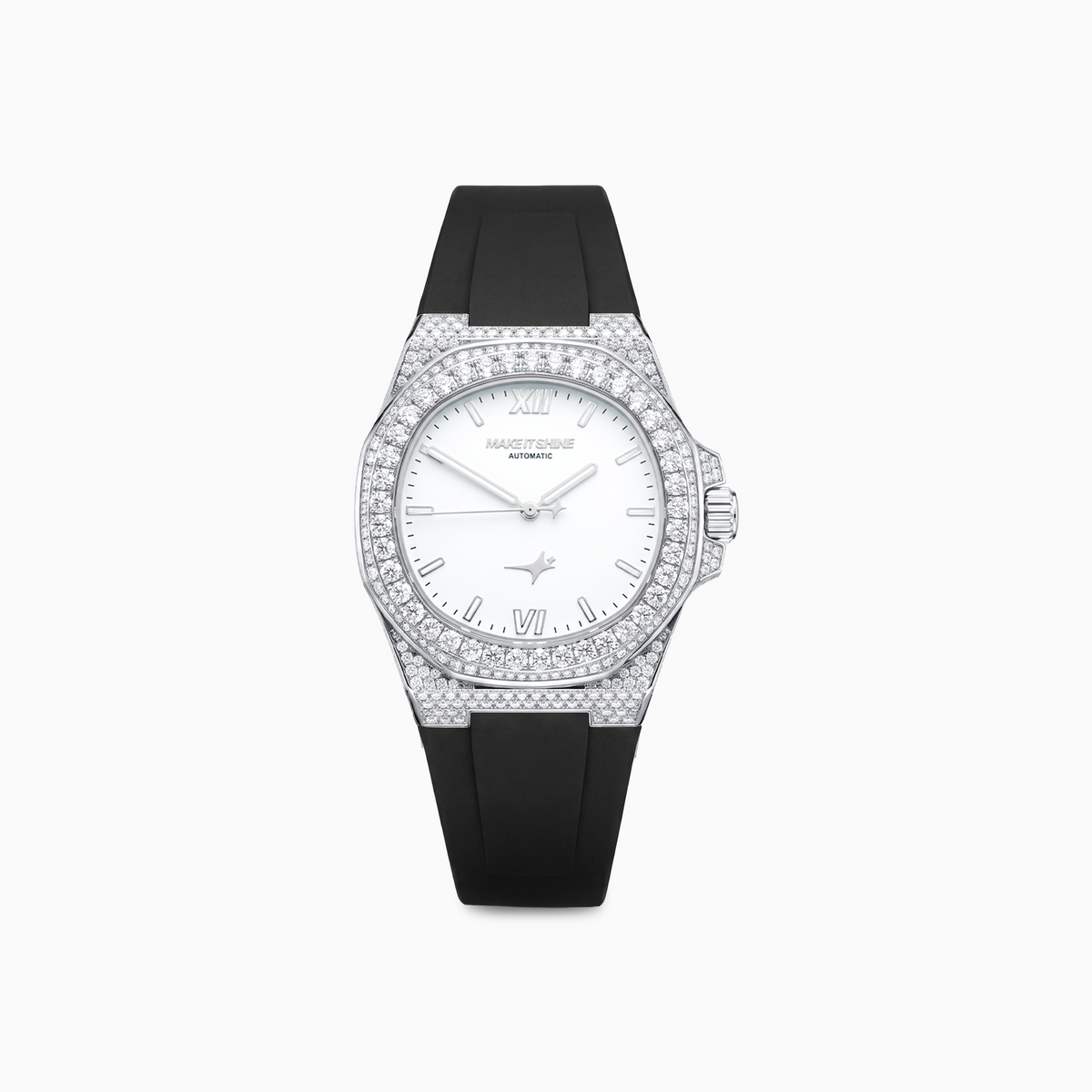 Iced ASON1 - White Dial & Rubber Strap - VVS Moissanite