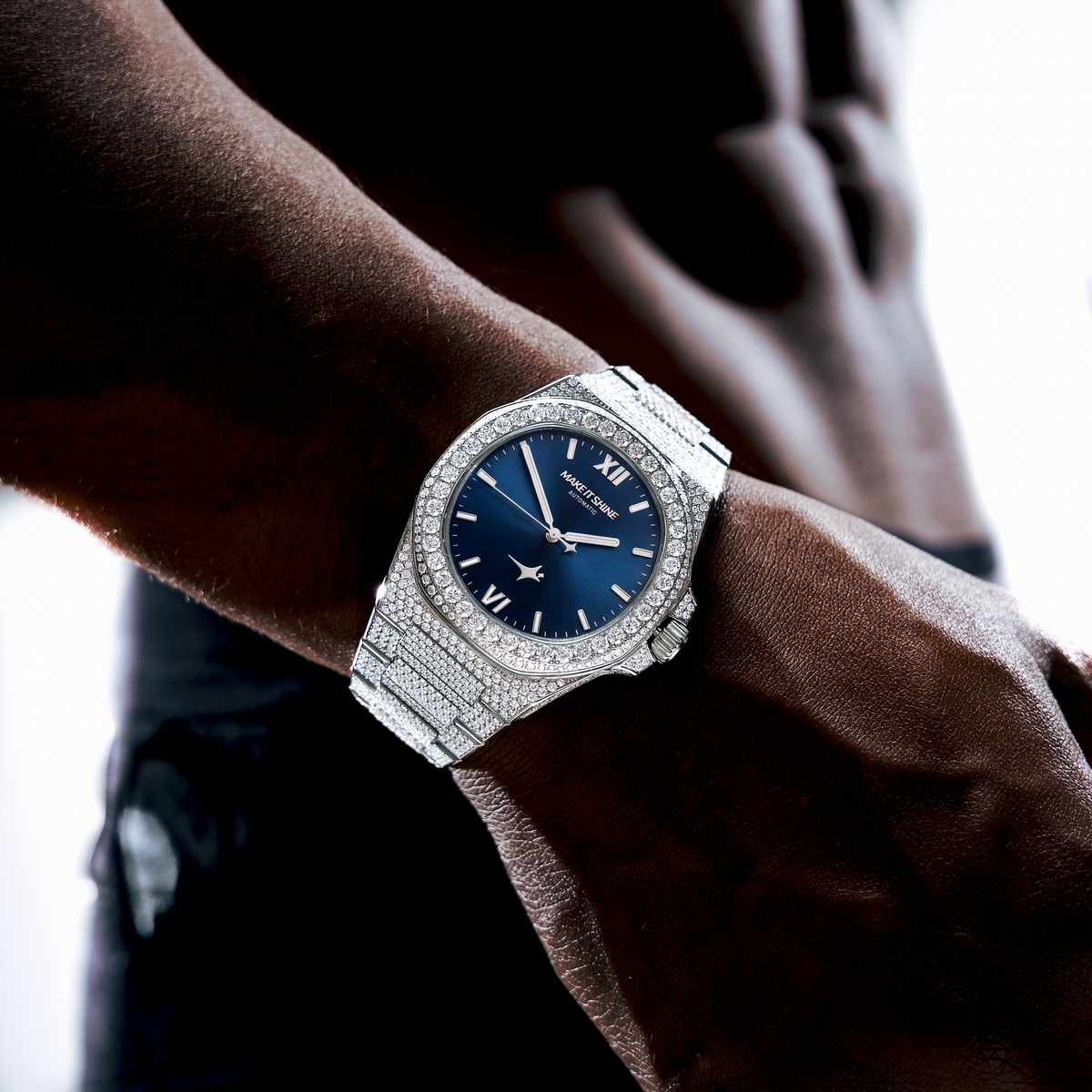 Iced ASON1 - Blue Dial & 316L Stainless Steel Bracelet - VVS Moissanite