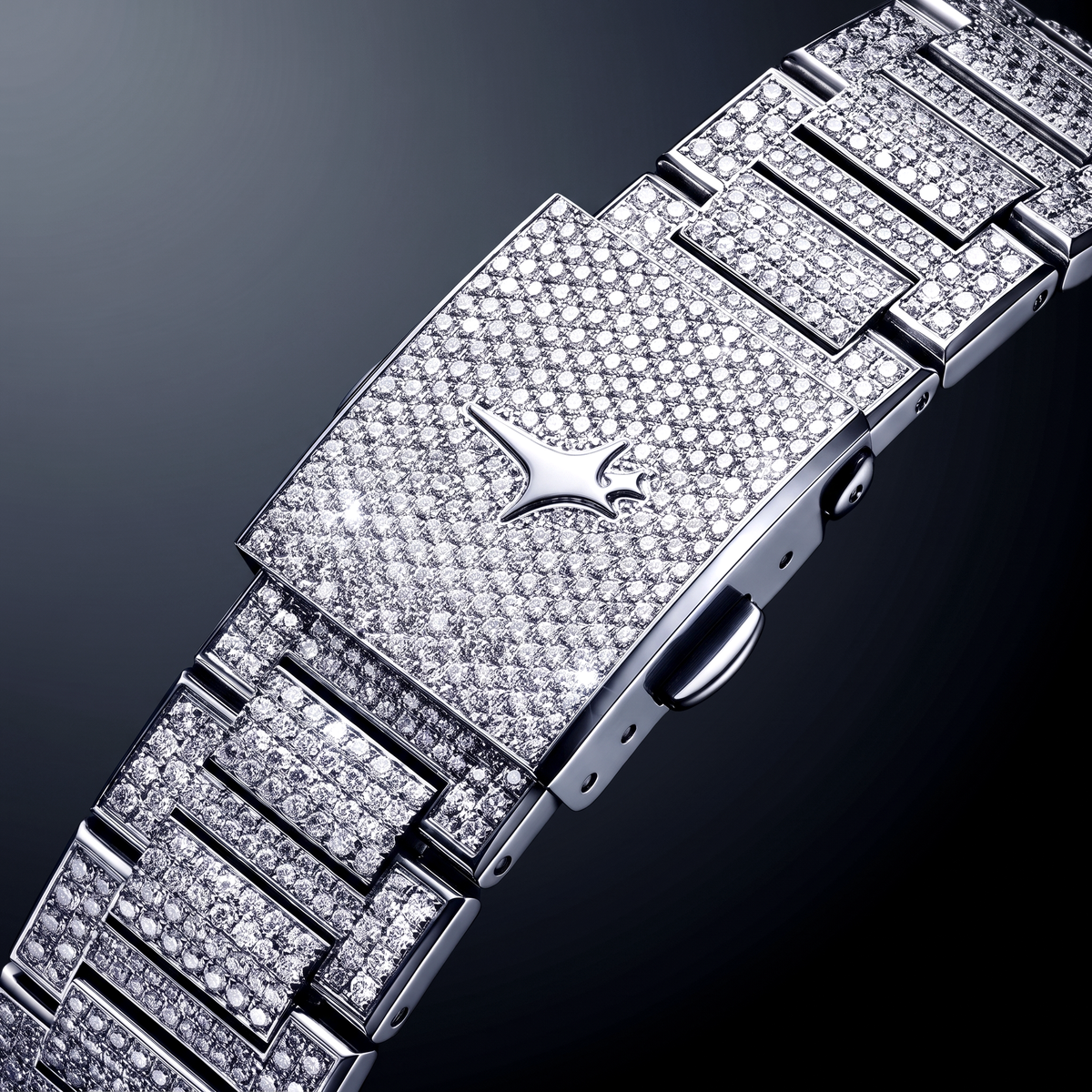 Iced ASON1 - Cadran Noir & Bracelet Acier inoxydable 316L - Moissanite VVS