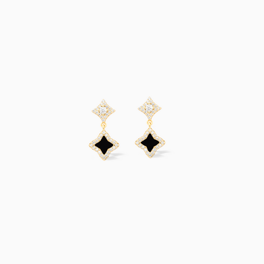 Stars & Flowers gold earrings - Black 