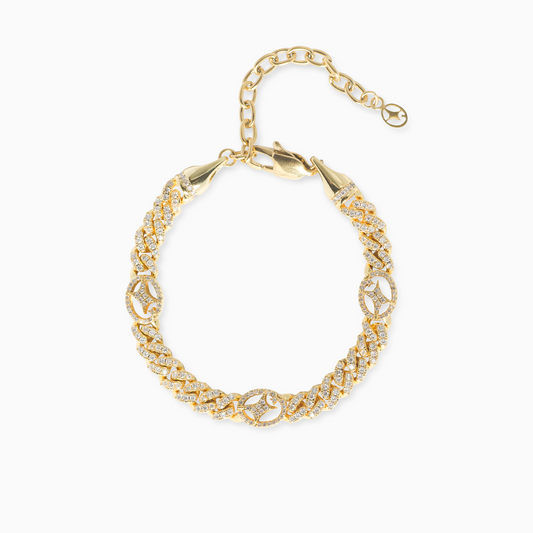 Iced Cuban link Bracelet Signature 5 mm Gold