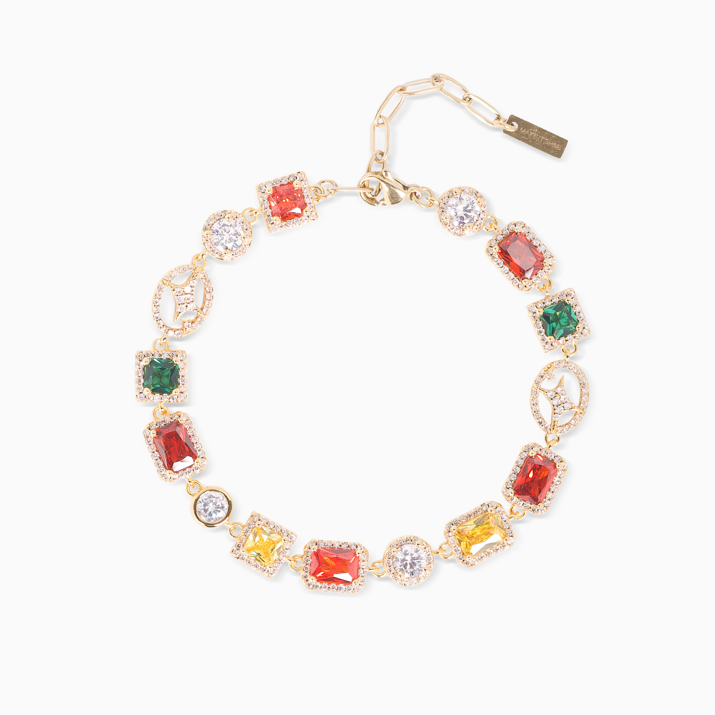 Multi Gemstone Bracelet 8 mm Gold