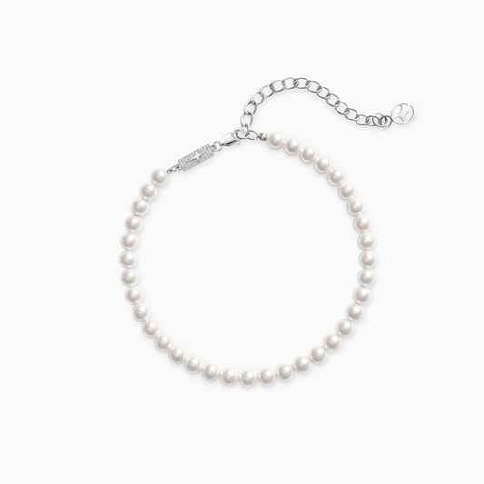 4mm silver Pearl bracelet