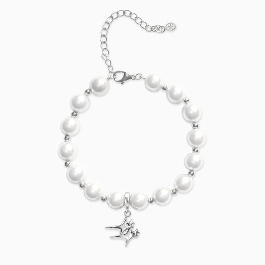 Double Stars Silver Beaded Bracelet