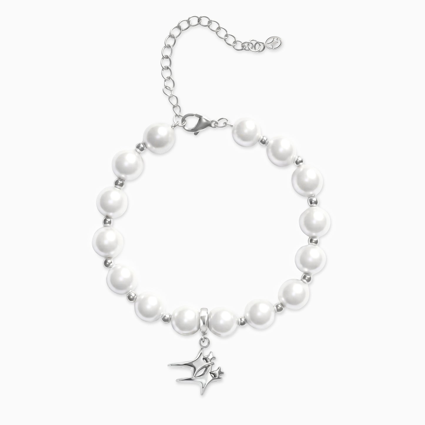 Pearl Double Stars Silver Bracelet
