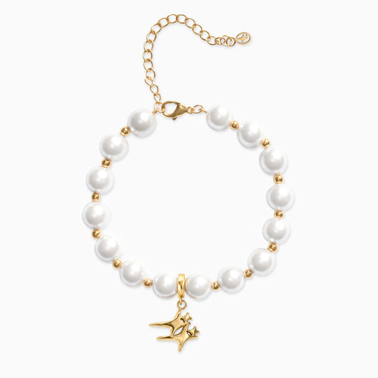 Pearl Double Stars Gold Bracelet