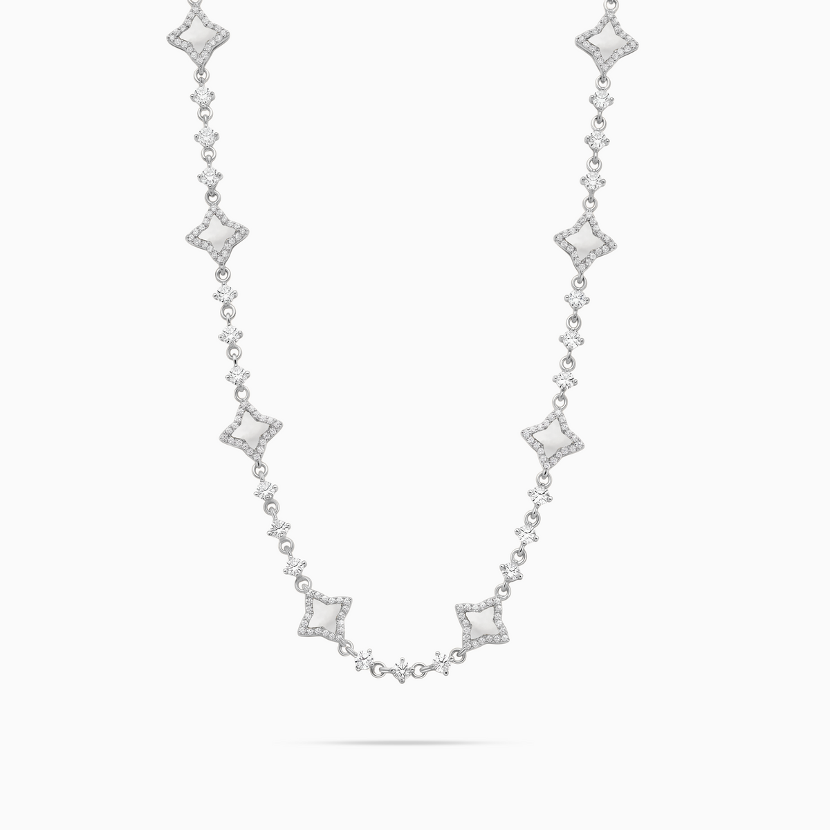 Chain Flower Tennis - 925 Sterling Silver / VVS Moissanite & Mother-of-Pearl