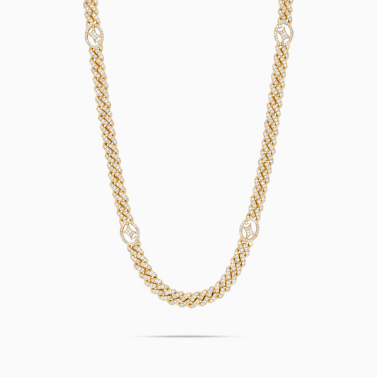 Chaîne Iced Cuban link Signature 5 mm Dorée