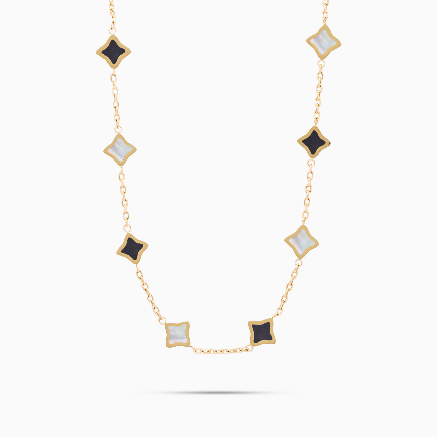 Gold Flower Cable Chain - Black & White Pattern