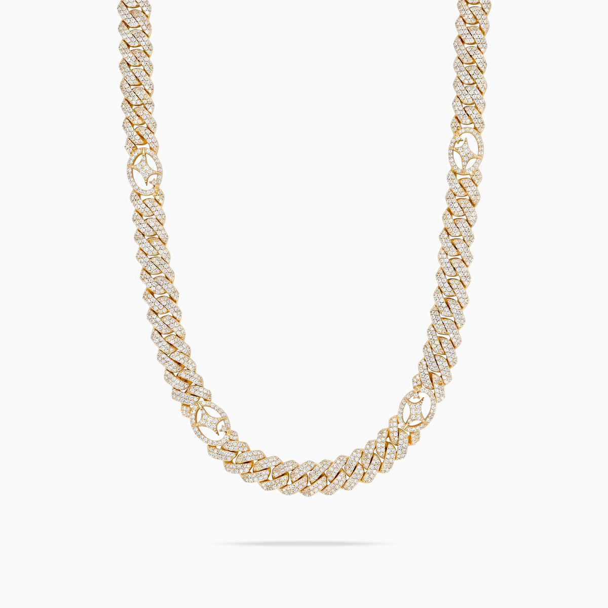 Chain Prong Link Signature 10 mm - 925 Sterling Silver / 18K Gold Plating & VVS Moissanite