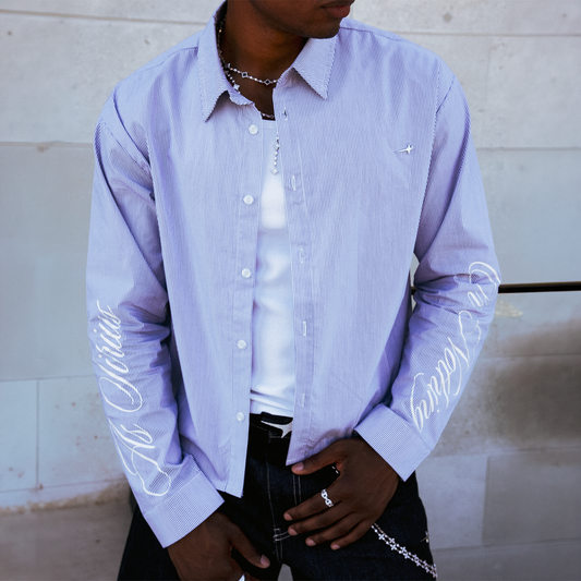 Striped Long-Sleeve Shirt - Blue & White