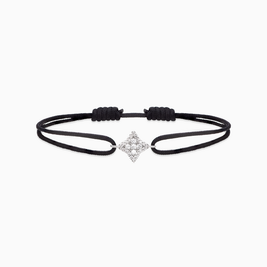 Bracelet cordon Flower - Noir