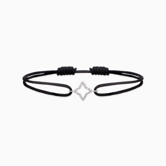 Hollow Flower cord bracelet - Black