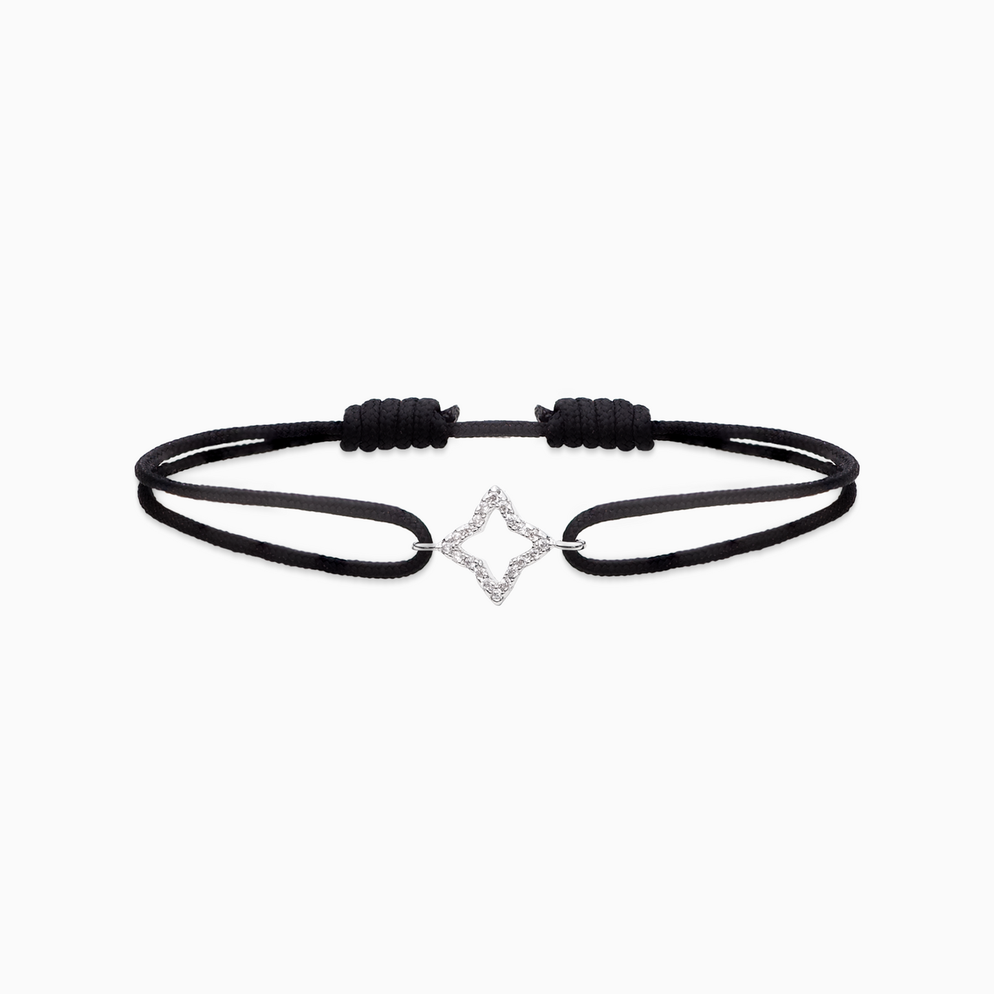 Hollow Flower cord bracelet - Black