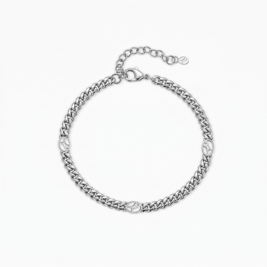 Cuban link bracelet 4 mm Signature Silver