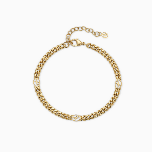 Cuban link bracelet 4 mm Signature Gold
