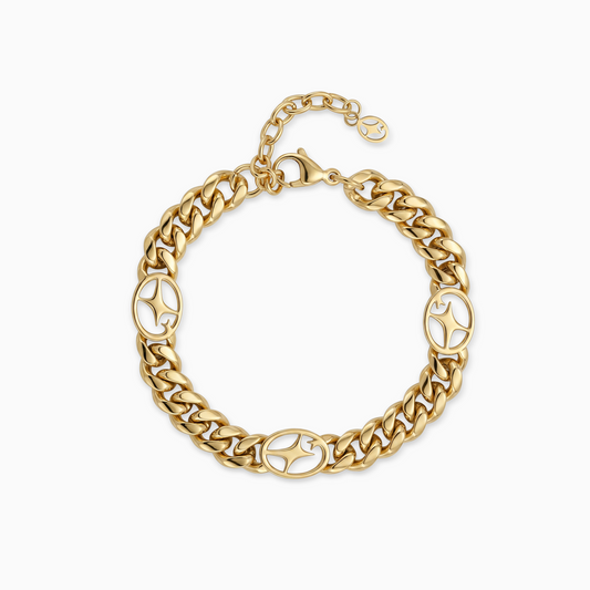 Cuban link bracelet 8 mm Signature Gold