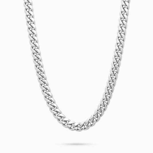 Chaîne Cuban link 8 mm argentée