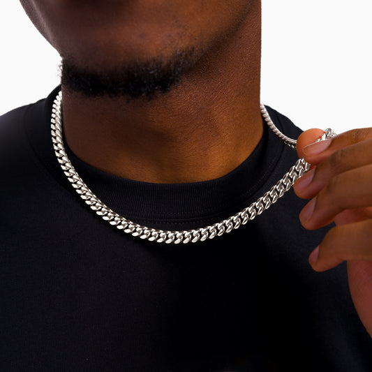 Cuban link chain 8 mm silver