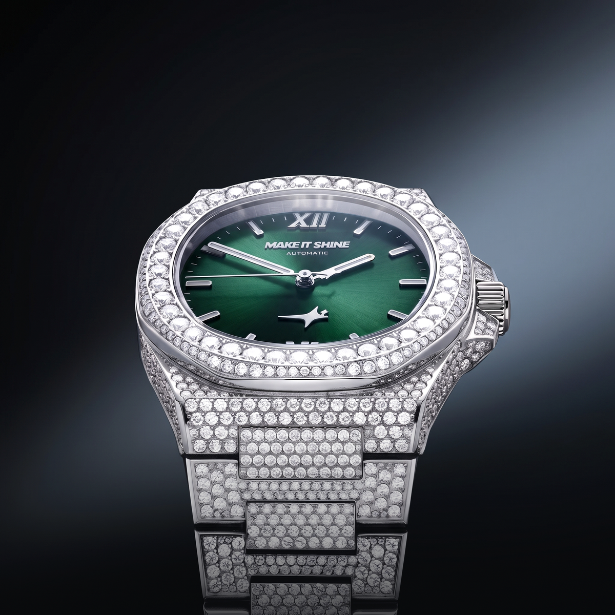 Iced ASON1 - Cadran Vert & Bracelet Acier inoxydable 316L - Moissanite VVS
