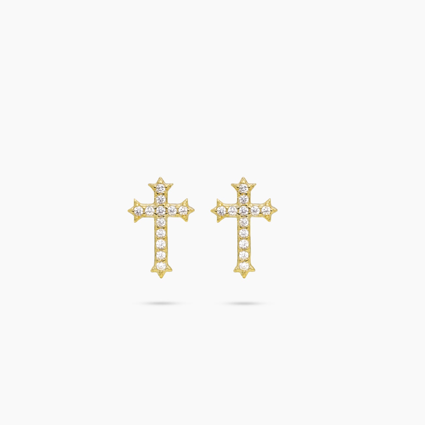 Iced crucifix golden earrings