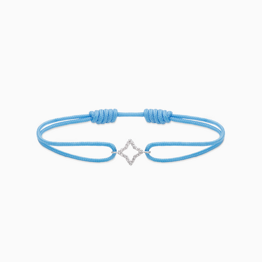 Hollow Flower cord bracelet - Blue