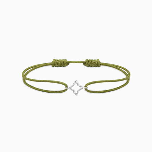 Hollow Flower cord bracelet - Khaki