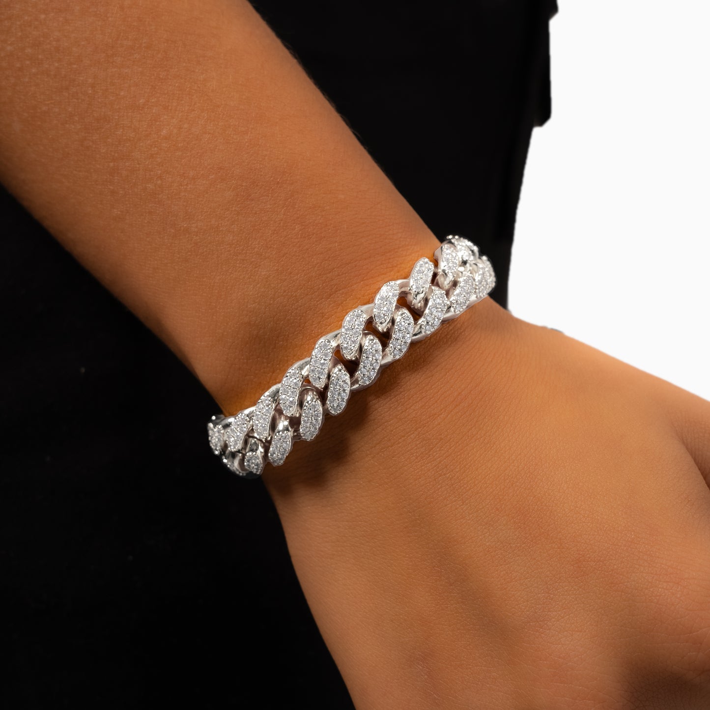 Iced Cuban link bracelet 12 mm silver