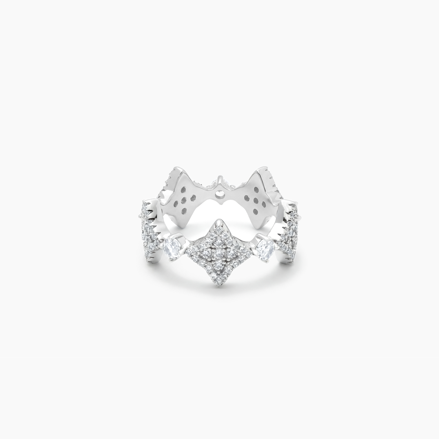 Flower tennis ring silver