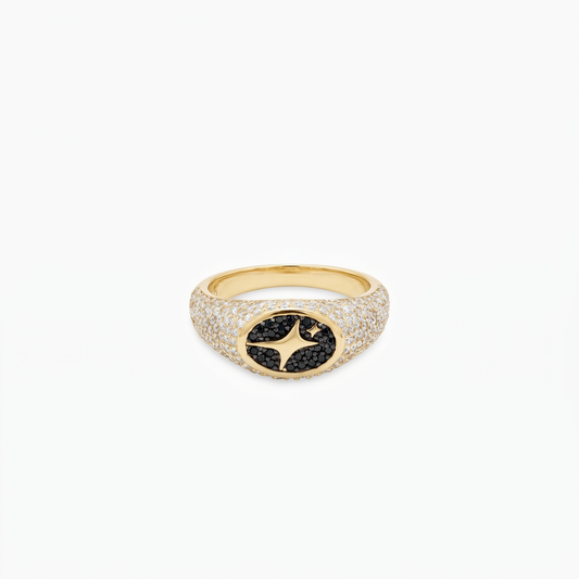 Iced Oval signet ring gold