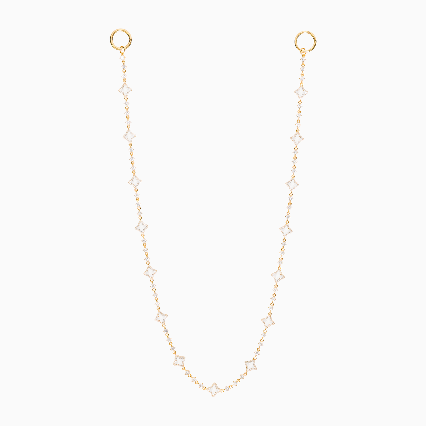 Gold Flower Tennis Wallet Chain - White Pattern